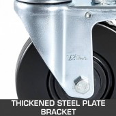 VivaTechnix JLTX13-5-4XJL32FGV0 Set 4 roti pivotante, pentru schele, Frana dubla, Capacitate 200 kg/roata, Cauciuc/Otel