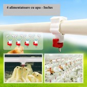 VivaTechnix JQWSQ50BFXDGXM001V0 Hranitoare pentru pasari, Vivatechnix Otel galvanizat, 35x21x63 cm, Capacitate 22.6 kg, 4 x alimentatoare apa