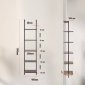 VivaTechnix JSGZWJFGHMBH9PIGIV0 Raft metalic cu 5 x polite incluse din lemn, profil patrat 20x20 mm, Vivatechnix Industrial, 400x300x1780 mm