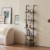 VivaTechnix JSGZWJFGHMBH9PIGIV0 Raft metalic cu 5 x polite incluse din lemn, profil patrat 20x20 mm, Vivatechnix Industrial, 400x300x1780 mm