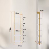 VivaTechnix JSGZWJFGHMBJKXPV1V0 Raft metalic cu 5 x polite incluse din lemn, profil patrat 20x20 mm, Vivatechnix Industrial, 400x300x1780 mm, Auriu/Alb