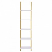 VivaTechnix JSGZWJFGHMBJKXPV1V0 Raft metalic cu 5 x polite incluse din lemn, profil patrat 20x20 mm, Vivatechnix Industrial, 400x300x1780 mm, Auriu/Alb