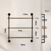VivaTechnix JSGZWJYGHMBH3KFG5V0 Raft metalic cu 3 x polite incluse din lemn, Vivatechnix Industrial, 830 x 205 x 960 mm