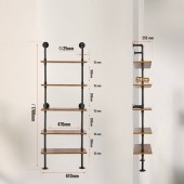 VivaTechnix JSGZWJYGHMBHZ07TOV0 Raft metalic cu 5 x polite incluse din lemn, Vivatechnix Industrial, 610 x 255 x 1780 mm