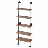 VivaTechnix JSGZWJYGHMBHZ07TOV0 Raft metalic cu 5 x polite incluse din lemn, Vivatechnix Industrial, 610 x 255 x 1780 mm