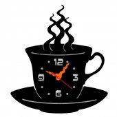 VivaTechnix KRO-1087 Ceas de perete metalic Krodesign Coffee Mug, diametru 50 cm, negru