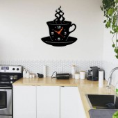 VivaTechnix KRO-1087 Ceas de perete metalic Krodesign Coffee Mug, diametru 50 cm, negru