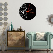 VivaTechnix KRO-1091 Ceas de perete metalic Krodesign Flowers KRO-1091, diametru 50 cm, negru