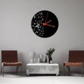 VivaTechnix KRO-1091 Ceas de perete metalic Krodesign Flowers KRO-1091, diametru 50 cm, negru