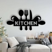 VivaTechnix KRO-1120 Decoratiune metalica de perete Krodesign Kitchen KRO-1120, dimensiune 60 cm, negru, grosime 1.5 mm