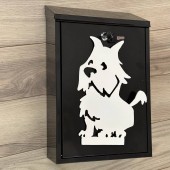 VivaTechnix KRO-1237 Cutie postala Vivatechnix Schnautzer Dog KRO-1237, otel, 400x250x100mm, Negru/Alb, 2 chei