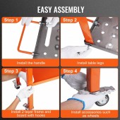 VivaTechnix KYDHZW1200LB3M6A7V0 Masa pentru sudura mobila, 91.4 x 45.7 cm, Capacitate 550 kg, 4 x roti blocabile, Otel carbon