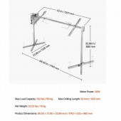 VivaTechnix KZSNXDXZKJ5225DUQ001V2 Rotisor electric pentru gratar Inox, max 60 kg, lungime de lucru 132 cm, putere 38 W, Inaltime reglabila 8 niveluri, 3 rpm