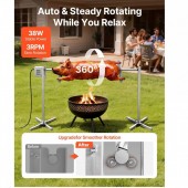 VivaTechnix KZSNXDXZKJ567EBR8001V2 Rotisor electric pentru gratar Inox, max 60 kg, lungime de lucru 142 cm, putere 38 W, Inaltime reglabila 8 nivele
