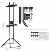 VivaTechnix LGSZXCCFJHSGV7VLPV0 Suport depozitare 4 biciclete, Vivatechnix, de podea, 2050 x 725 x 715 mm, Negru, Inaltime reglabila
