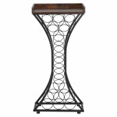 VivaTechnix LSJJHSTM14P87X254001V0 Raft pentru 15 de sticle de vin, Metal/MDF, Negru/Maro, 430 x 290 x 895 mm