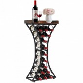 VivaTechnix LSJJHSTM14P87X254001V0 Raft pentru 15 de sticle de vin, Metal/MDF, Negru/Maro, 430 x 290 x 895 mm