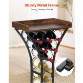 VivaTechnix LSJJHSTM14P87X254001V0 Raft pentru 15 de sticle de vin, Metal/MDF, Negru/Maro, 430 x 290 x 895 mm