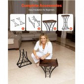 VivaTechnix LSJJHSTM14P87X254001V0 Raft pentru 15 de sticle de vin, Metal/MDF, Negru/Maro, 430 x 290 x 895 mm