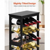 VivaTechnix LSJJHSZZ24P6GZ4LG001V0 Raft modular detasabil pentru 24 sticle de vin, Stivuibil, Lemn Bambus, 6 Niveluri, 410 x 240 x 823 mm, Negru