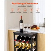 VivaTechnix LSJJHSZZ24P6GZ4LG001V0 Raft modular detasabil pentru 24 sticle de vin, Stivuibil, Lemn Bambus, 6 Niveluri, 410 x 240 x 823 mm, Negru