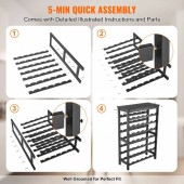 VivaTechnix LSJJHSZZ42P7VA2DFV0 Raft pentru 42 de sticle de vin, 7 niveluri, Vivatechnix Modular, 660 x 290 x 1000 mm, Lemn bambus, negru