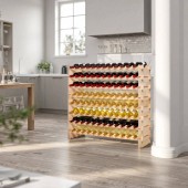 VivaTechnix LSJJYMSSM96PD5BV1001V0 Raft modular pentru 96 sticle de vin, Stivuibil, Lemn, 8 Niveluri, 1130 x 290 x 962 mm
