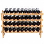 VivaTechnix LSJJYMSZZ36PRHOYIV0 Raft pentru 36 de sticle de vin, Stivuibil, 4 niveluri, Vivatechnix Modular, 850x250x525 mm, Lemn bambus, Maro