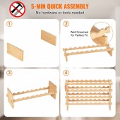 VivaTechnix LSJJYMSZZ36PRHOYIV0 Raft pentru 36 de sticle de vin, Stivuibil, 4 niveluri, Vivatechnix Modular, 850x250x525 mm, Lemn bambus, Maro