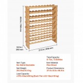 VivaTechnix LSJJYMSZZ72P9BE29001V0 Raft modular pentru 72 sticle de vin, Stivuibil, Lemn, 8 Niveluri, 1130 x 290 x 962 mm