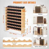 VivaTechnix LSJJYMSZZ72PSBAJFV0 Raft pentru 72 de sticle de vin, Vivatechnix Modular, 898 x 250 x 1035 mm, Lemn bambus