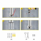 VivaTechnix LTFS1BBXGMLFS0001V0 Balustrada inox, 1-2 trepte Vivatechnix Negru Mat, Inaltime 114 cm, lungime 80 cm, pozitii reglabile