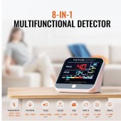 VivaTechnix PXSKQZLCSYTMA2E7ZV9 Detector calitate aer 8 in 1, AQI, PM1.0, PM2.5, PM10, TVOC, HCHO, umiditate, temperatura