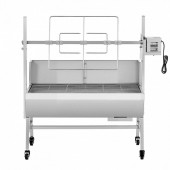 VivaTechnix PZSHLK37INCH5XEW0001V2 Gratar pe carbune cu rotisor electric 38W, Otel Inoxidabil, inaltime de gatit reglabila 7 niveluri, 1135 x 442 x 1123 mm, 4 roti