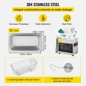 VivaTechnix QXJ3LCSB-200W0001V2 Aparat de curatat cu ultrasunete, Capacitate 3 l, 200W, frecventa ultra-inalta 40 kHz, Inox, 0-80â„ƒ