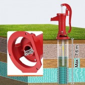 VivaTechnix SDSBHS6MW000AWM3FV0 Cismea manuala pentru gradina, Antic Rosu, Adancime max 7.6 m, Fonta/Otel, 255 x 185 x 400 mm