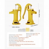 VivaTechnix SDYSBBTZTHS08KJEY001V0 Cismea manuala pentru gradina, Antic Galben, Adancime max 7.6 m, Fonta/Otel carbon, 230 x 180 x 400 mm