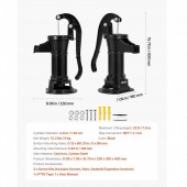 VivaTechnix SDYSBBTZTHS09NDNV001V0 Cismea manuala pentru gradina, Antic Negru, Adancime max 7.6 m, Fonta/Otel carbon, 230 x 180 x 400 mm