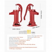 VivaTechnix SDYSBBTZTHS0MJVWP001V0 Cismea manuala pentru gradina, Antic Rosu, Adancime max 7.6 m, Fonta/Otel carbon, 230 x 180 x 400 mm