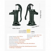 VivaTechnix SDYSBBTZTSL0G0J6M001V0 Cismea manuala pentru gradina, Antic Verde, Adancime max 7.6 m, Fonta/Otel carbon, 230 x 180 x 400 mm