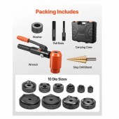 VivaTechnix SDYYDKQBXS15U0JZ8001V0 Set 10 perforatoare pentru tabla, Antrenare hidraulica, in trusa, 12.7 â€“ 101.6 mm, 1 x burghiu in trepte, Otel 40Cr