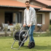 VivaTechnix SGJPC2JLTG20Y0269001V0 Carucior cu tambur pentru furtun, otel, dimensiune 650 x 530 x 740 mm, maxim 90 m pentru diametru de 1/2 inch, 2 roti