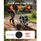 VivaTechnix SGJPC2JLTG2YS8QFK001V0 Carucior cu tambur si cos pentru furtun, otel, 675 x 610 x 900 mm, max 90 m pentru diametru 1/2 inch, 2 roti