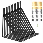 VivaTechnix SJZJGBZJYGHWULB3QV0 Set 12 suporturi pentru rafturi, Vivatechnix 460 x 305 x 25 mm, Otel, Negru, max 72.6 kg, Grosime 3 mm