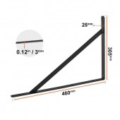 VivaTechnix SJZJGBZJYGHWULB3QV0 Set 12 suporturi pentru rafturi, Vivatechnix 460 x 305 x 25 mm, Otel, Negru, max 72.6 kg, Grosime 3 mm