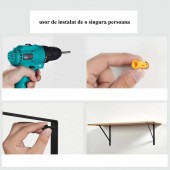 VivaTechnix SJZJGBZJYGHWULB3QV0 Set 12 suporturi pentru rafturi, Vivatechnix 460 x 305 x 25 mm, Otel, Negru, max 72.6 kg, Grosime 3 mm