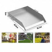 VivaTechnix SKJPDJG16X18YC001V0 Plita inox pentru gratar pe carbuni, gaz sau electric, Vivatechnix Plancha Inox, 40,6 x 45,7 x 6 cm, cu manere