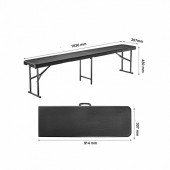 VivaTechnix SLKZDYDZY6FT97X3KV0 Banca pliabila 1830x307x430 mm, HDPE si Otel, pentru gradina sau catering, Negru