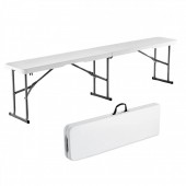 VivaTechnix SLKZDYDZY6FTUQW6VV0 Set 2 banci pliabile 1830x307x430 mm, HDPE si Otel, pentru gradina sau catering, Alba