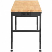 VivaTechnix SMKDJGZTBDLZOCTO9V2 Banc de lucru cu inaltime reglabila 72 â€“ 97 cm, Greutate max 900 kg, Otel/Lemn stejar, 2 x prize AC, 2 x USB